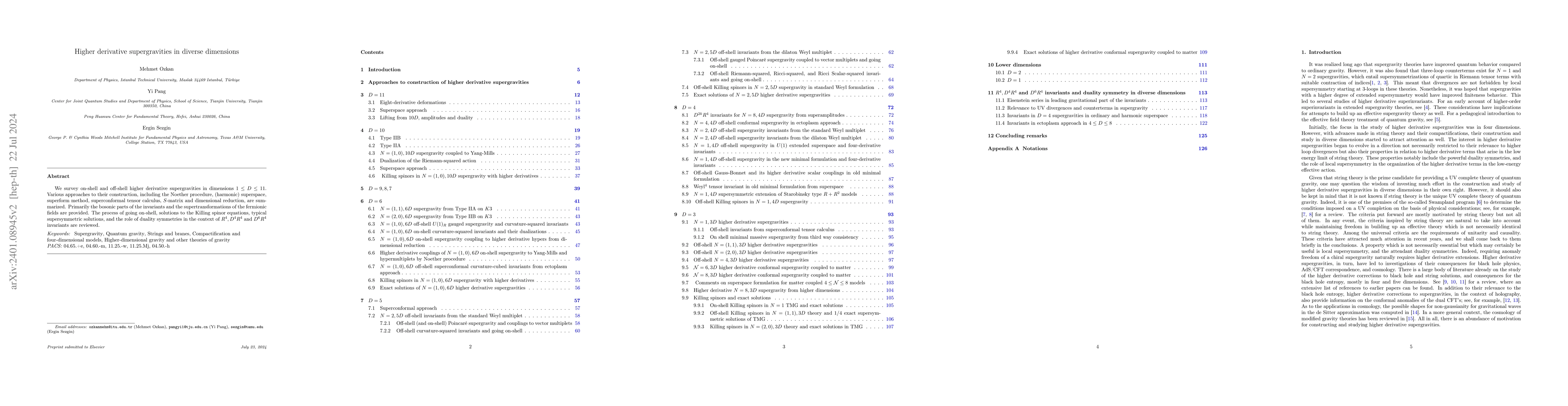 Thumbnail for Higher Derivative Supergravities in Diverse Dimensions