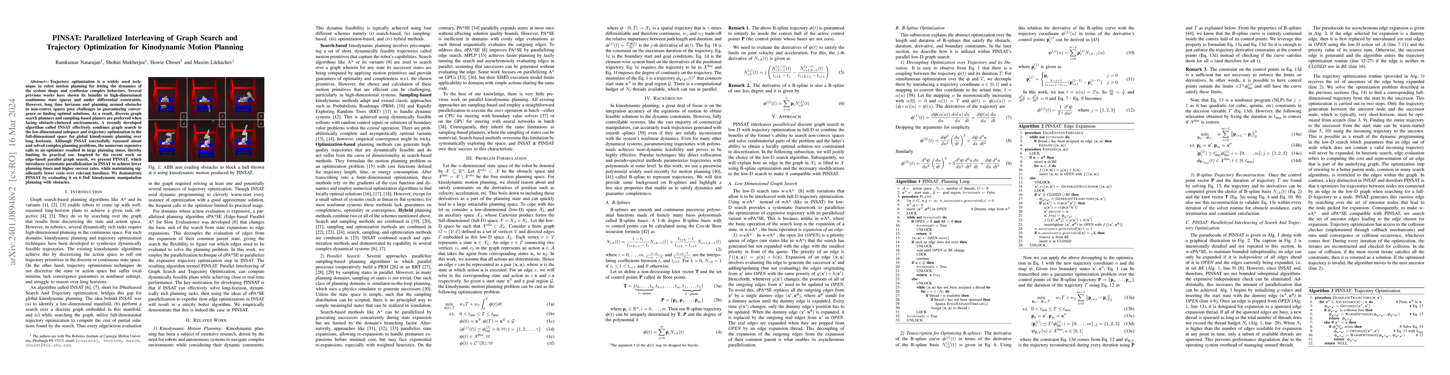 Thumbnail for PINSAT: Parallelized Interleaving of Graph Search and Trajectory
  Optimization for Kinodynamic Motion Planning