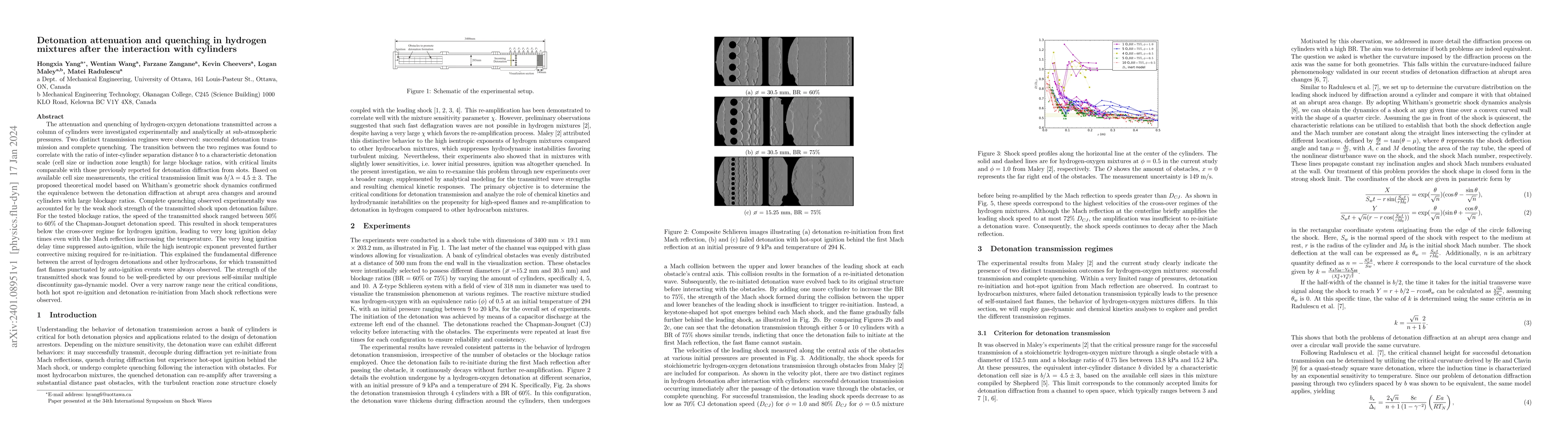 Thumbnail for Detonation attenuation and quenching in hydrogen mixtures after the
  interaction with cylinders