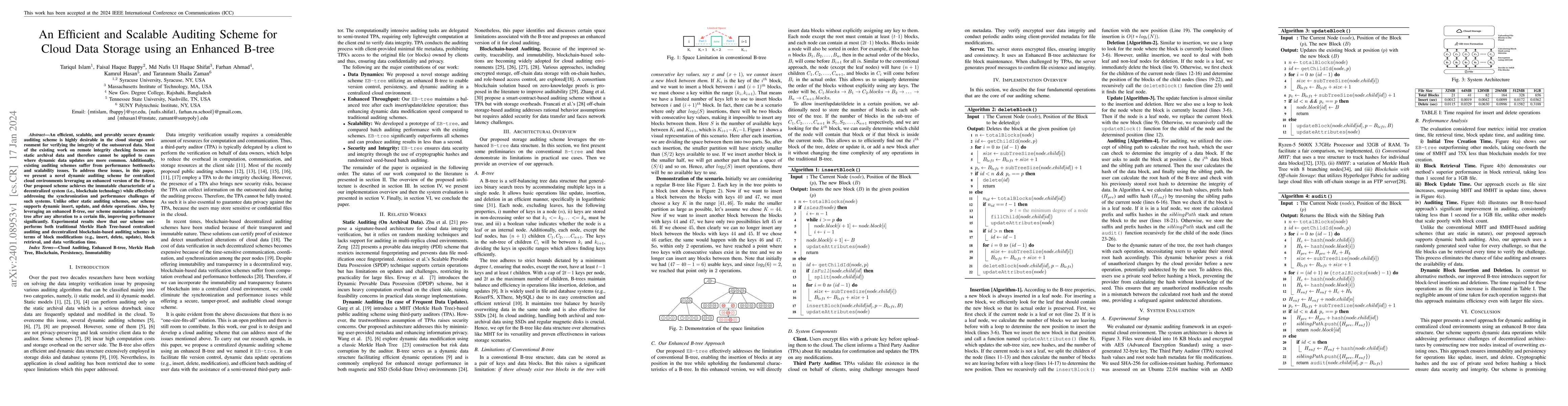 Thumbnail for An Efficient and Scalable Auditing Scheme for Cloud Data Storage using
  an Enhanced B-tree