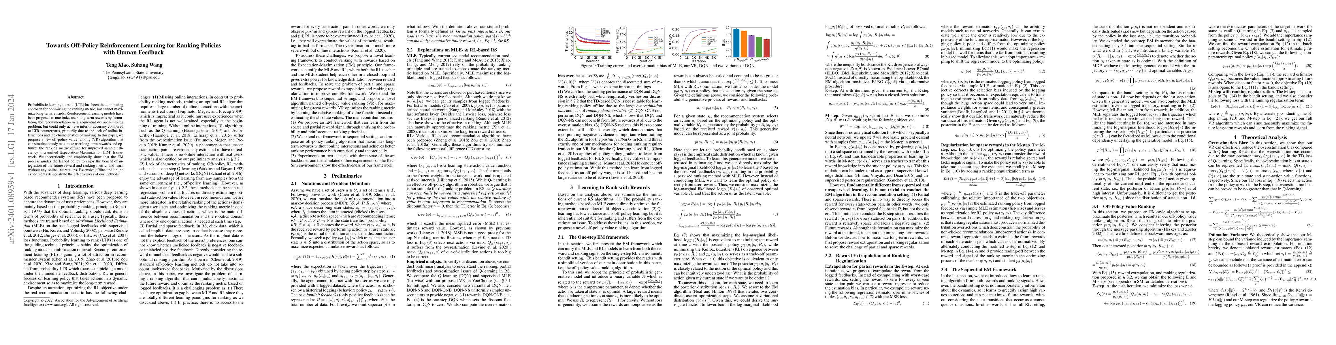 Thumbnail for Towards Off-Policy Reinforcement Learning for Ranking Policies with
  Human Feedback