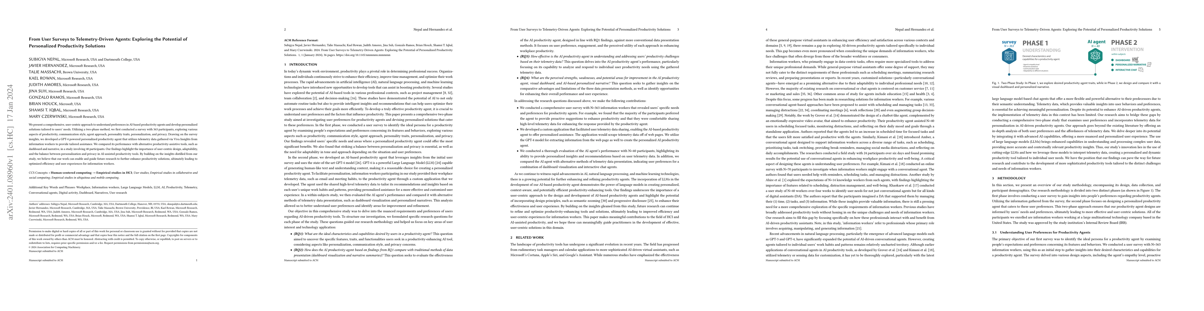 Thumbnail for From User Surveys to Telemetry-Driven Agents: Exploring the Potential of
  Personalized Productivity Solutions