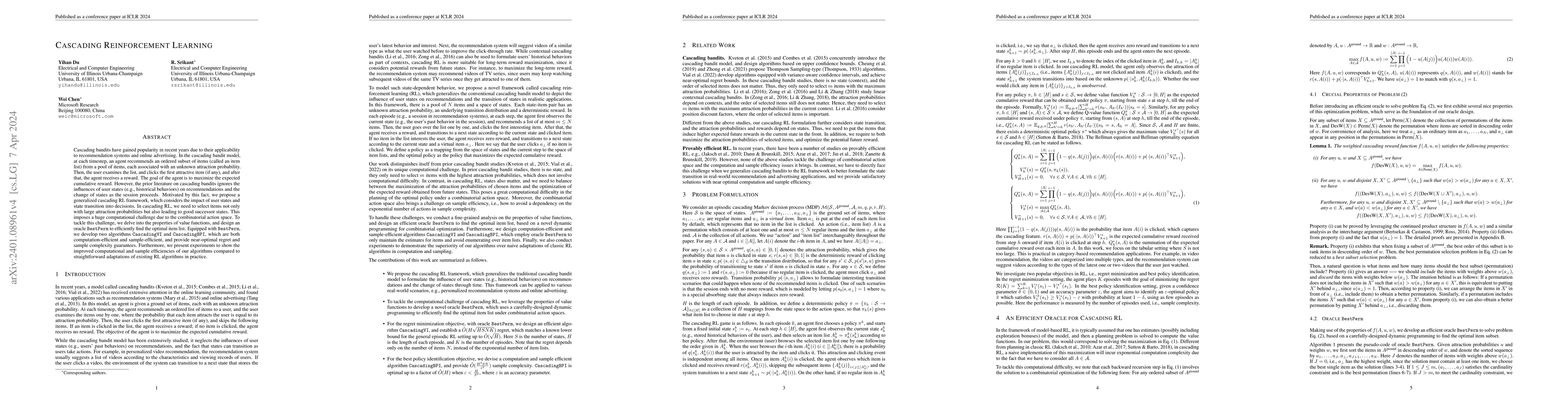 Thumbnail for Cascading Reinforcement Learning