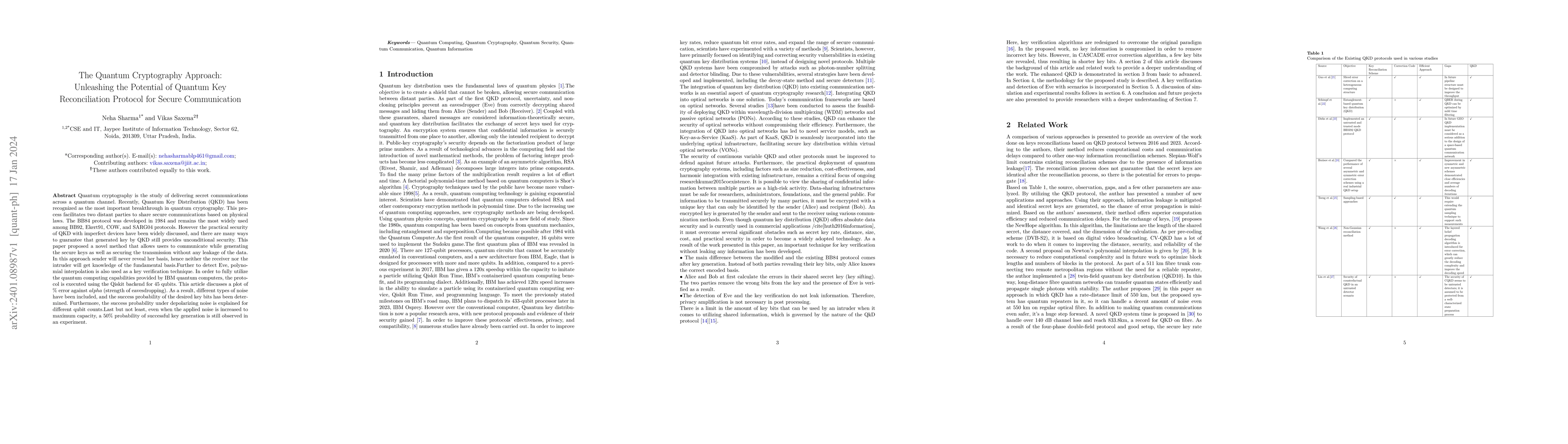 Thumbnail for The Quantum Cryptography Approach: Unleashing the Potential of Quantum
  Key Reconciliation Protocol for Secure Communication