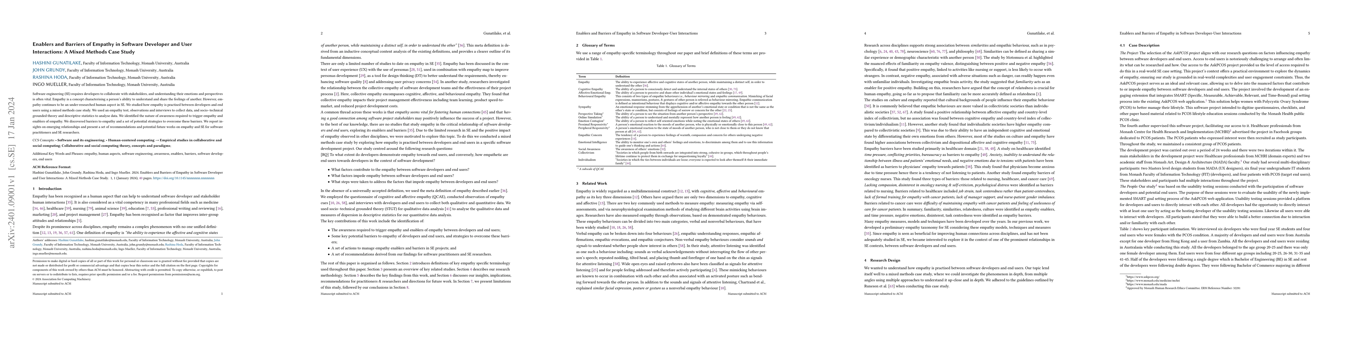 Thumbnail for Enablers and Barriers of Empathy in Software Developer and User
  Interaction: A Mixed Methods Case Study