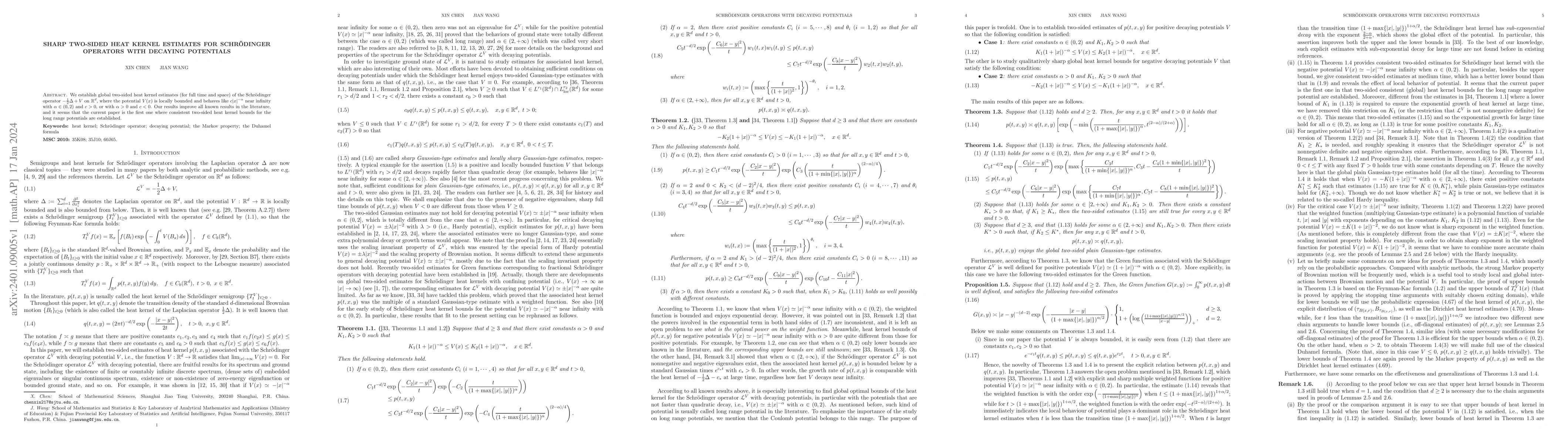 Thumbnail for Sharp two-sided heat kernel estimates for Schr\"{o}dinger operators with
  decaying potentials