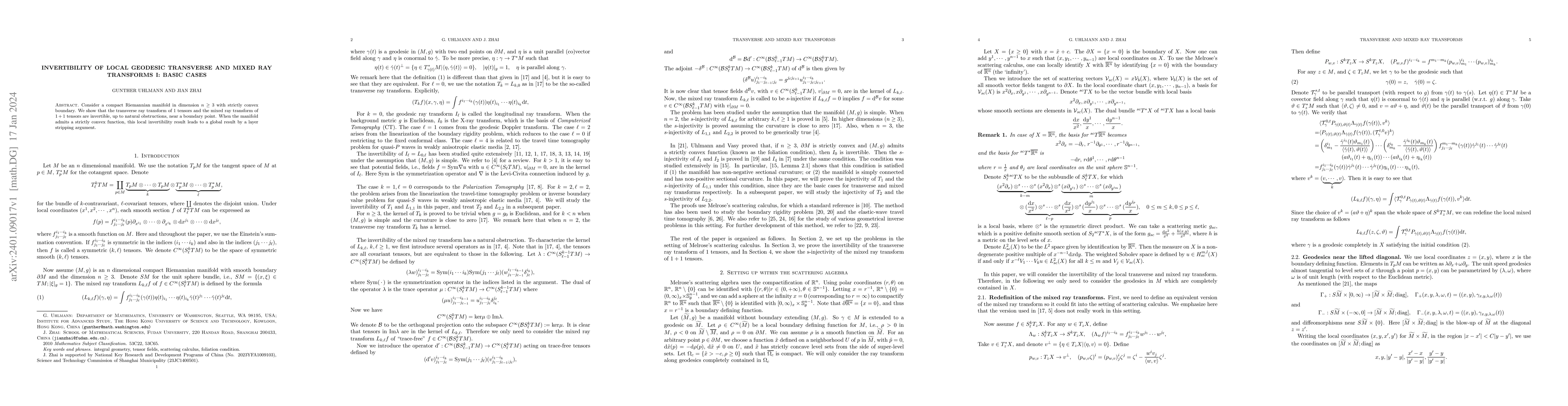 Thumbnail for Invertibility of local geodesic transverse and mixed ray transforms I:
  basic cases