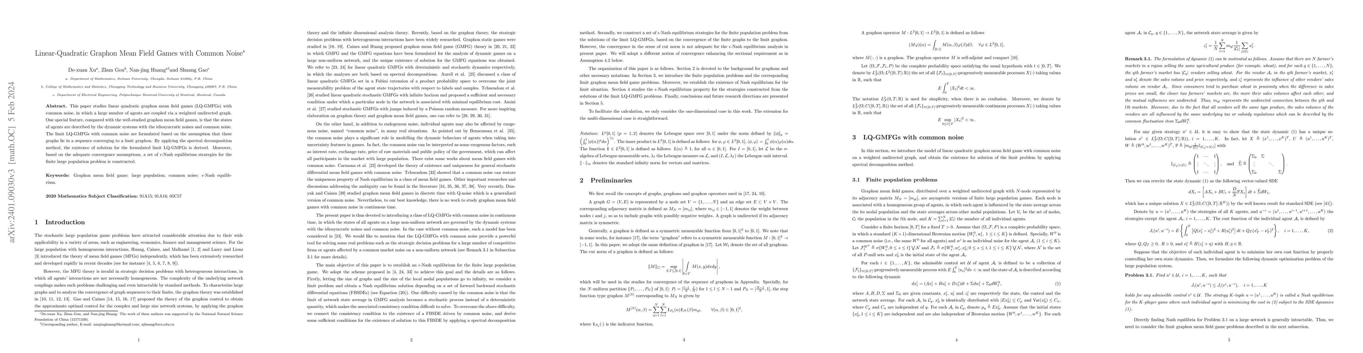 Thumbnail for Linear-Quadratic Graphon Mean Field Games with Common Noise