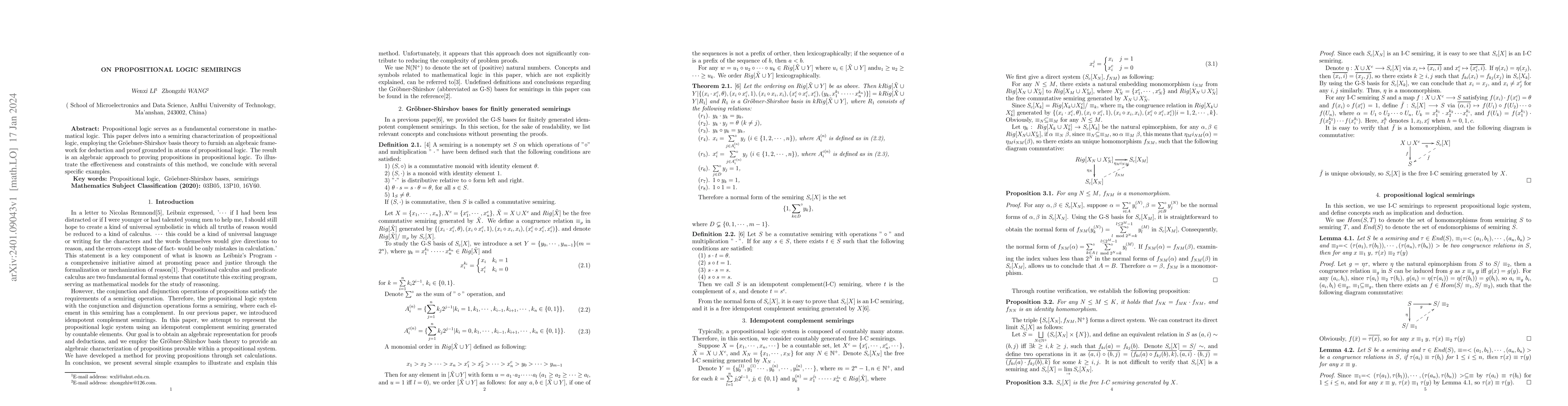Thumbnail for On propositional logic semirings
