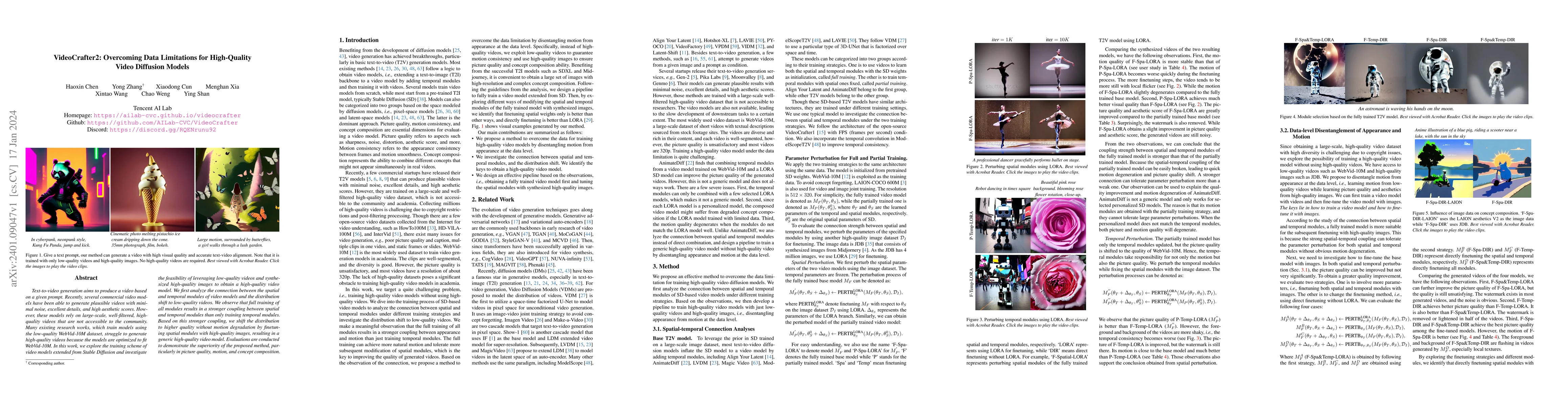 Thumbnail for VideoCrafter2: Overcoming Data Limitations for High-Quality Video
  Diffusion Models