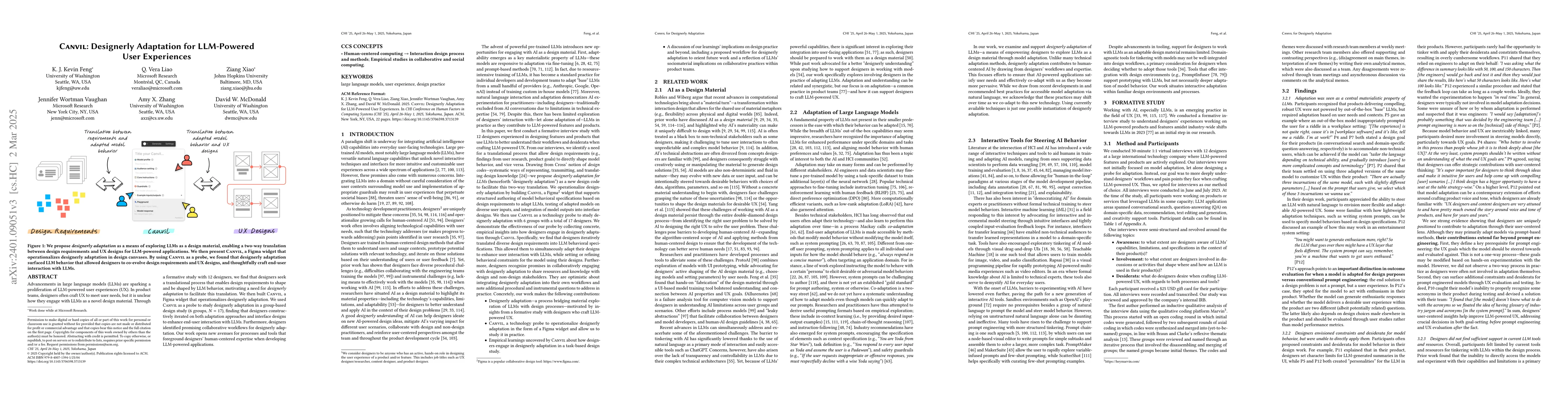 Thumbnail for Canvil: Designerly Adaptation for LLM-Powered User Experiences