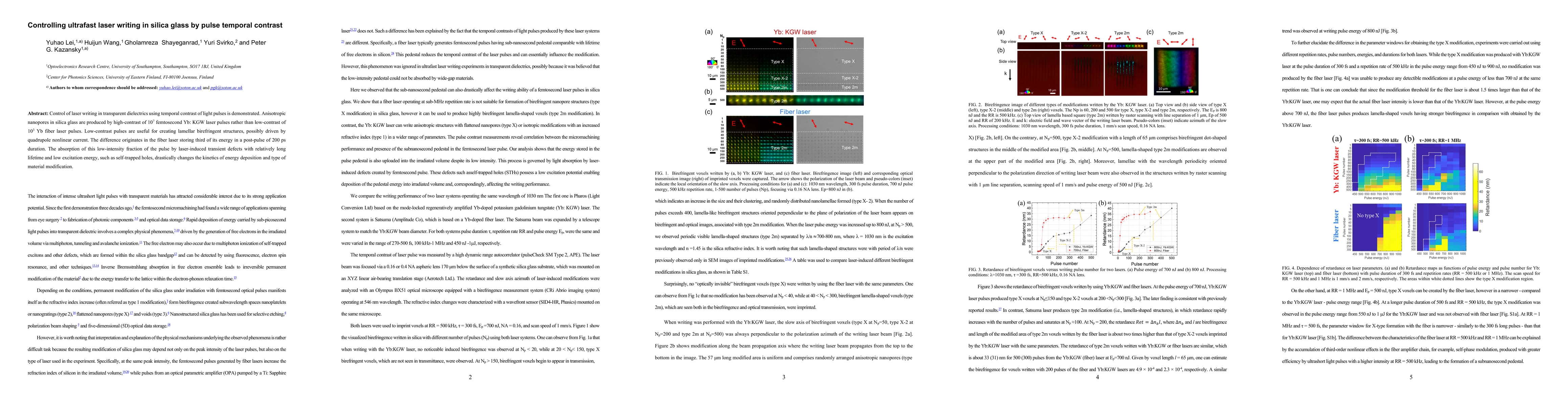 Thumbnail for Controlling ultrafast laser writing in silica glass by pulse temporal
  contrast