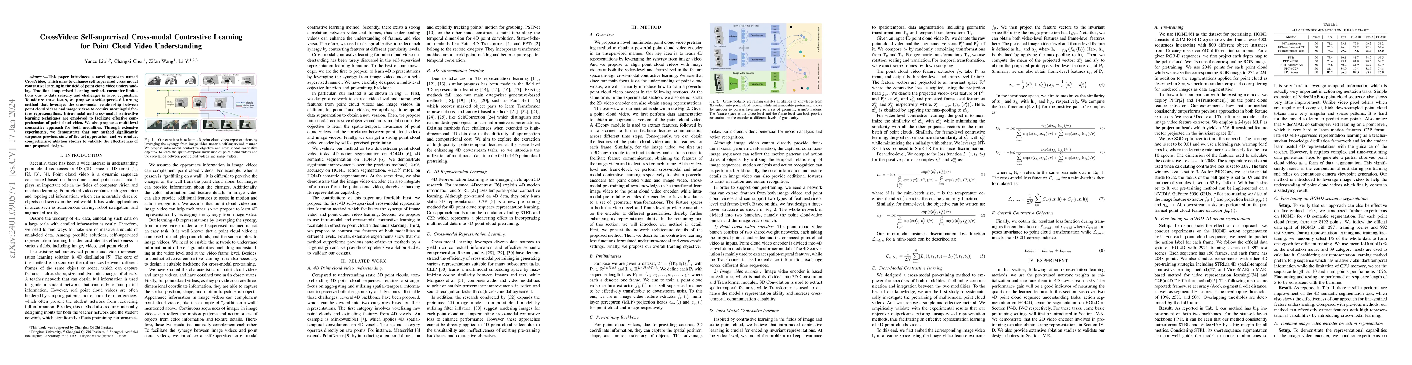 Thumbnail for CrossVideo: Self-supervised Cross-modal Contrastive Learning for Point
  Cloud Video Understanding