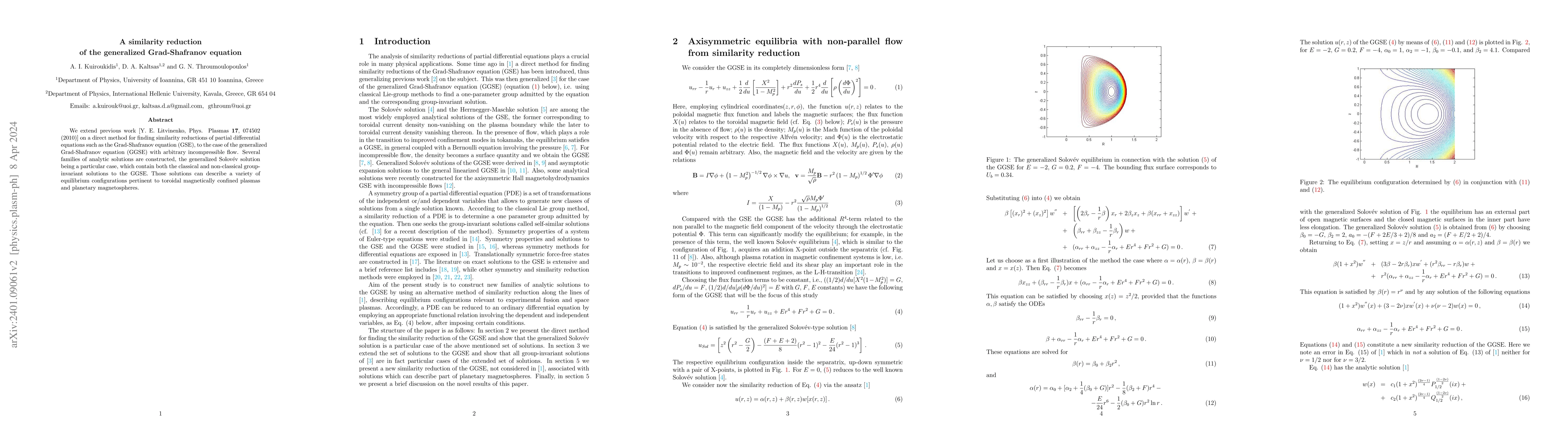 Thumbnail for A similarity reduction of the generalized Grad-Shafranov equation