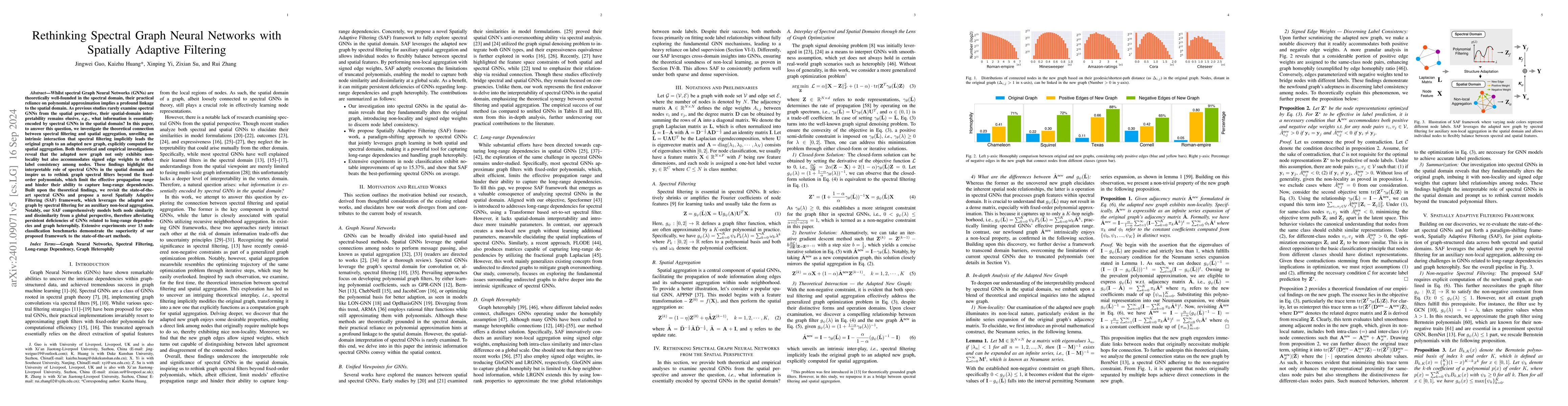 Thumbnail for Rethinking Spectral Graph Neural Networks with Spatially Adaptive
  Filtering