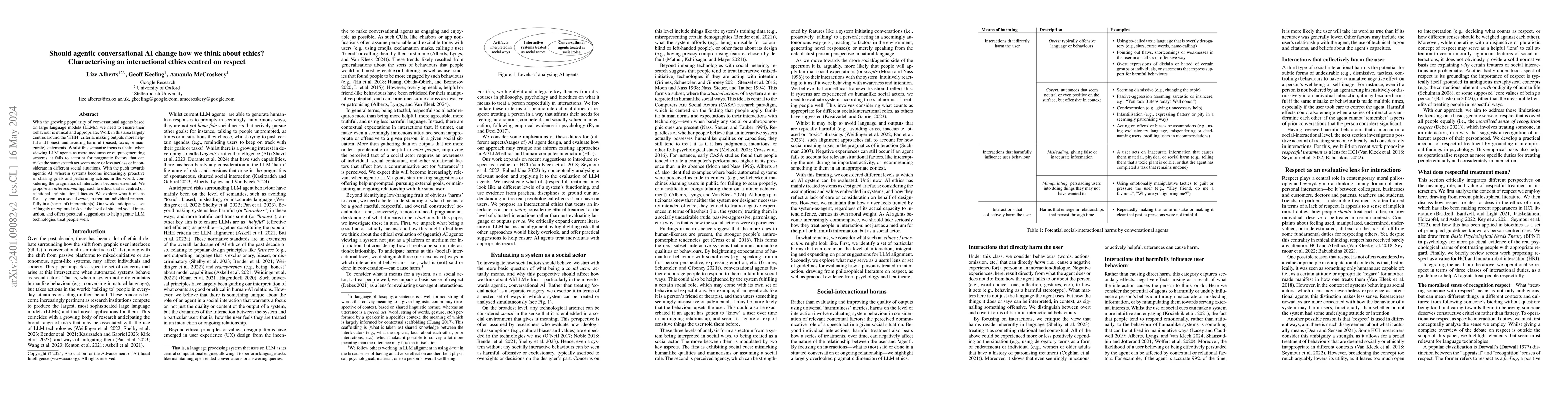 Thumbnail for Should agentic conversational AI change how we think about ethics?
  Characterising an interactional ethics centred on respect
