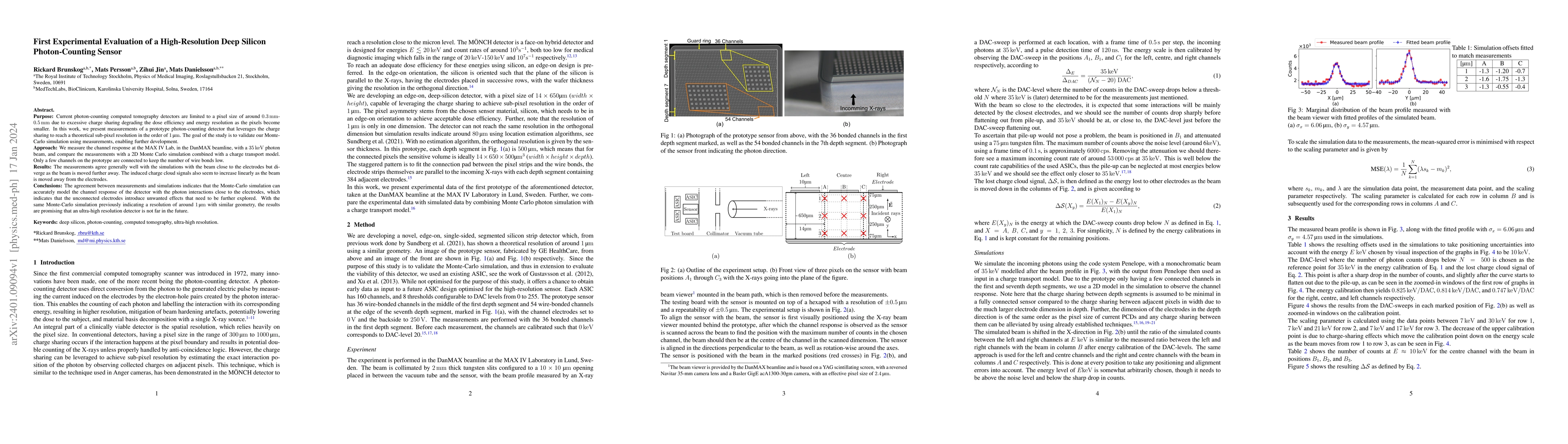 Thumbnail for First Experimental Evaluation of a High-Resolution Deep Silicon
  Photon-Counting Sensor
