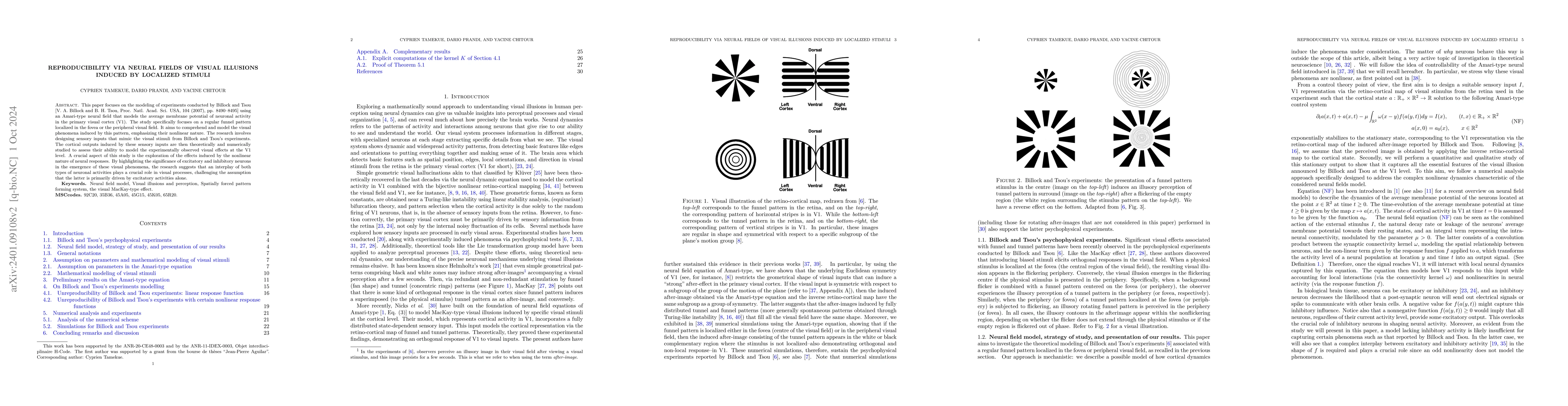 Thumbnail for Reproducibility via neural fields of visual illusions induced by
  localized stimuli