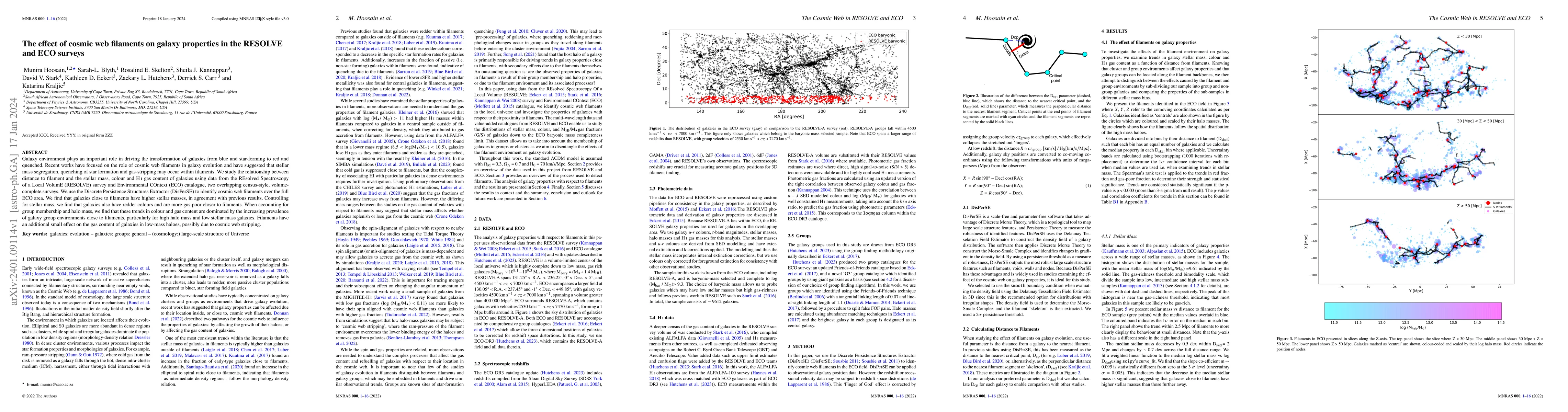 Thumbnail for The effect of cosmic web filaments on galaxy properties in the RESOLVE
  and ECO surveys
