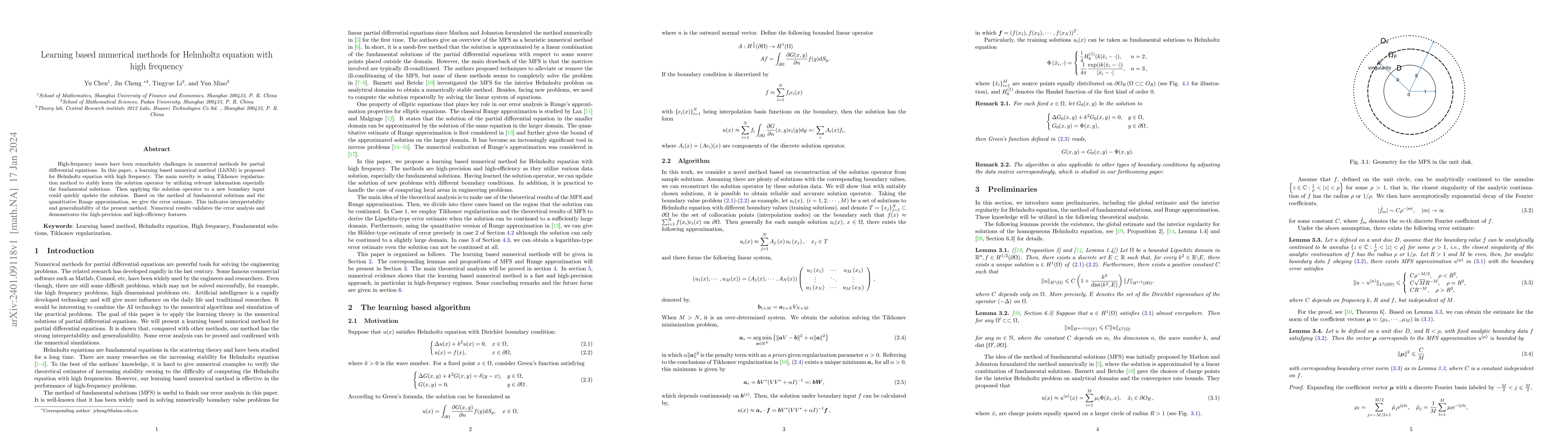 Thumbnail for Learning based numerical methods for Helmholtz equation with high
  frequency