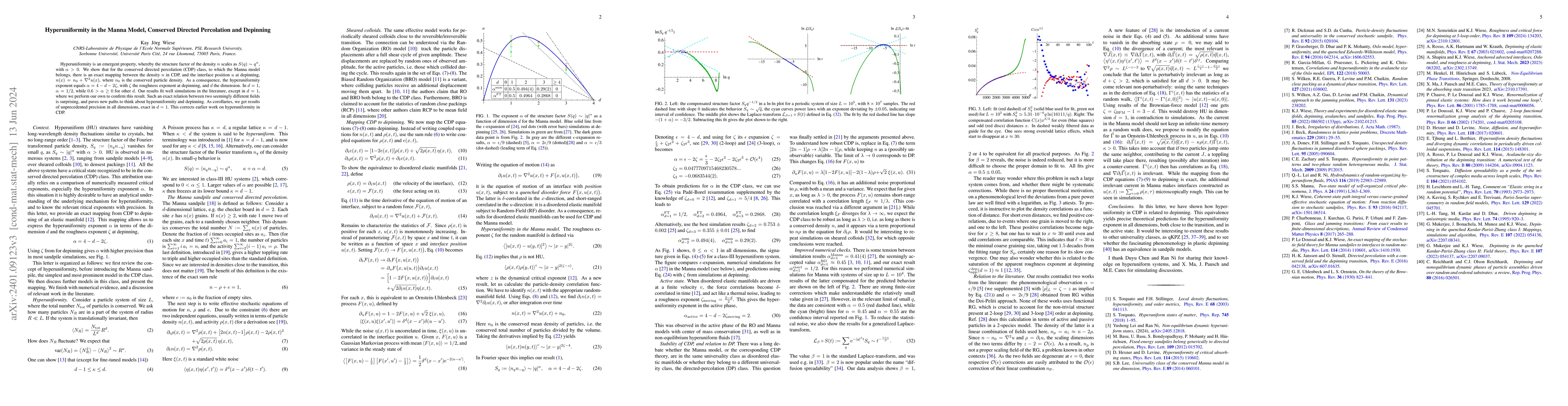 Thumbnail for Hyperuniformity in the Manna Model, Conserved Directed Percolation and
  Depinning