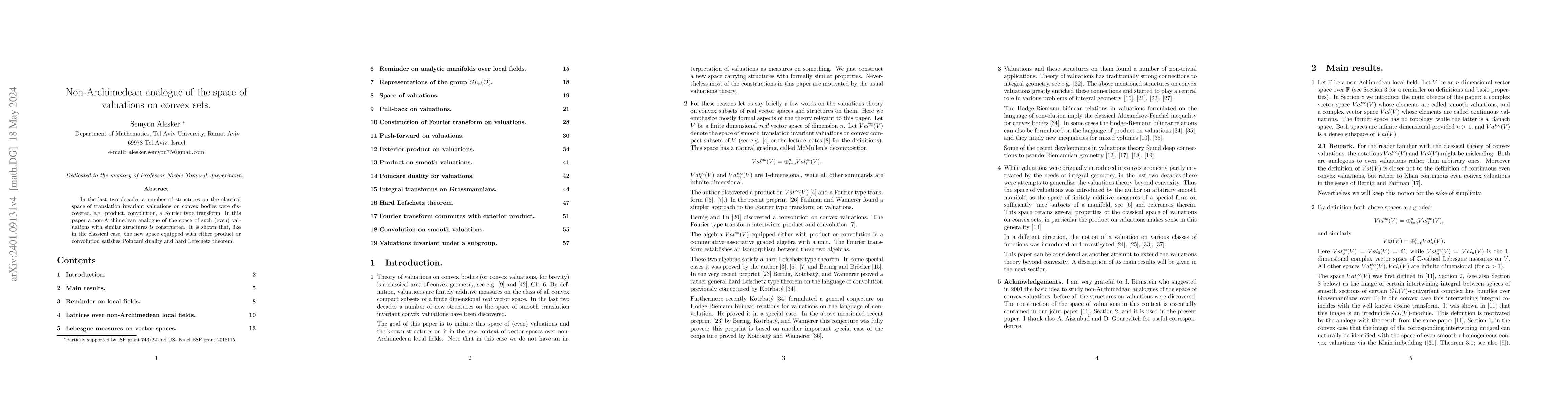 Thumbnail for Non-Archimedean analogue of the space of valuations on convex sets