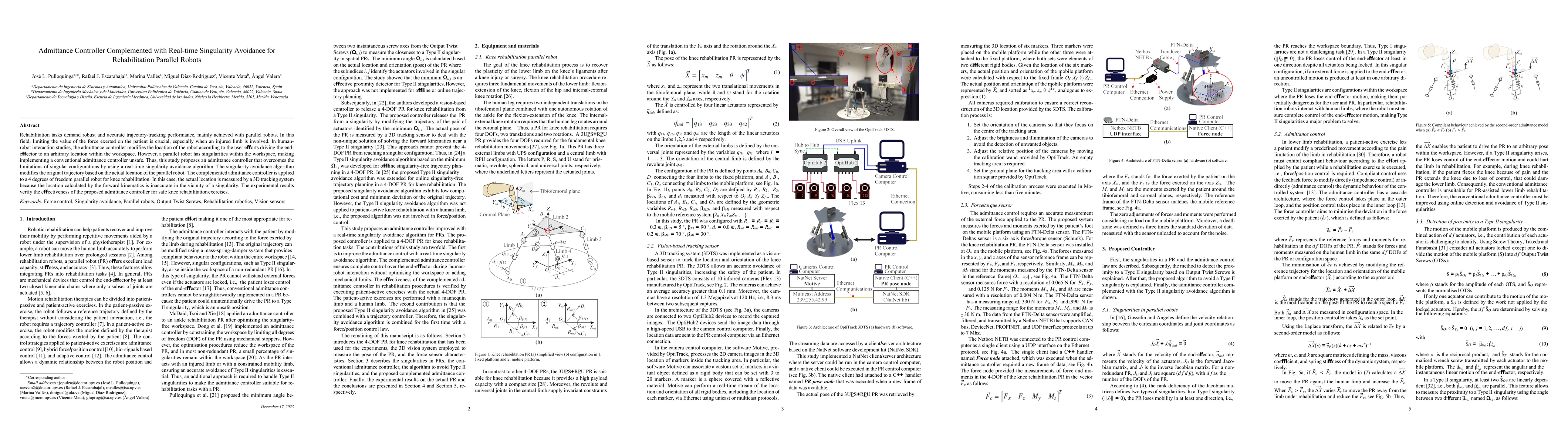 Thumbnail for Admittance Controller Complemented with Real-time Singularity Avoidance
  for Rehabilitation Parallel Robots