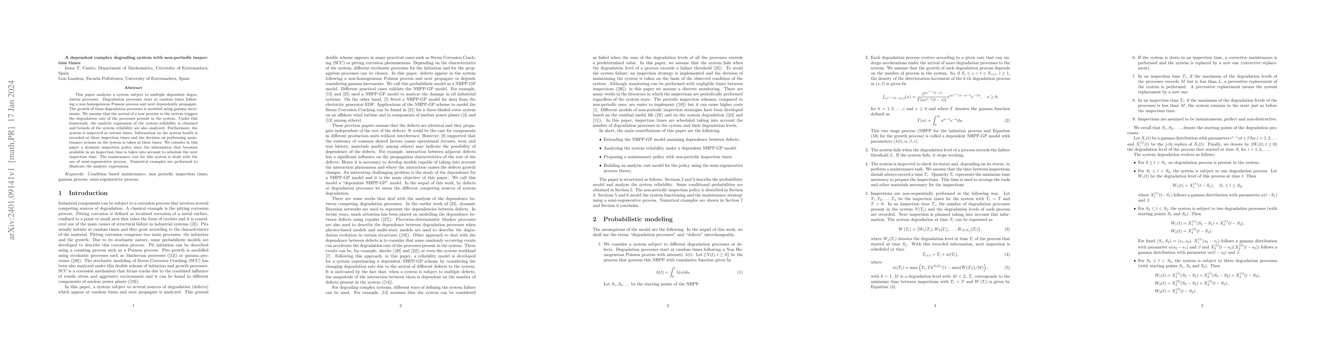 Thumbnail for A dependent complex degrading system with non-periodic inspection times