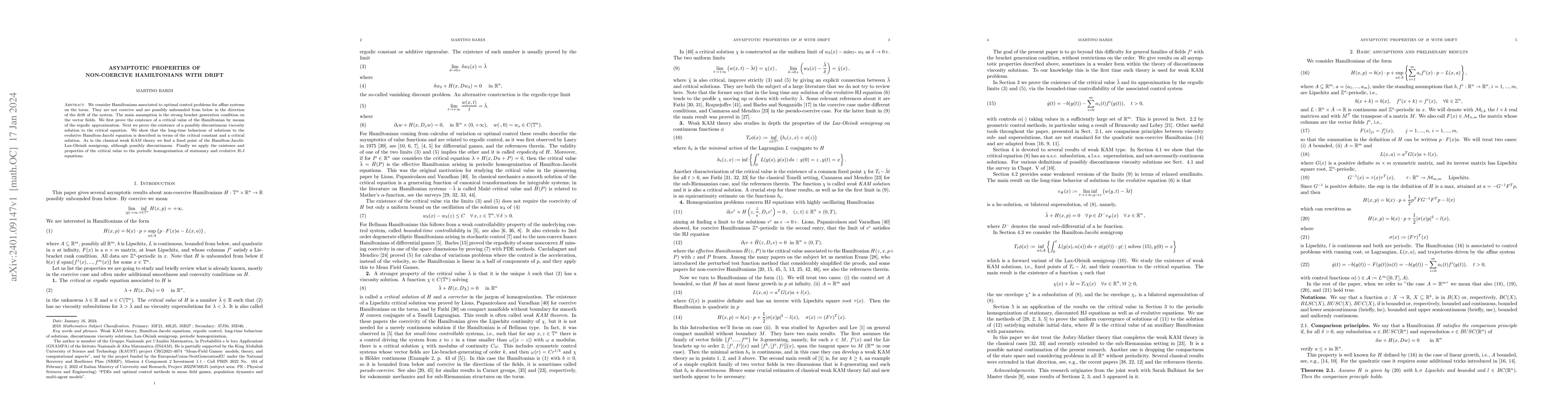 Thumbnail for Asymptotic properties of non-coercive Hamiltonians with drift