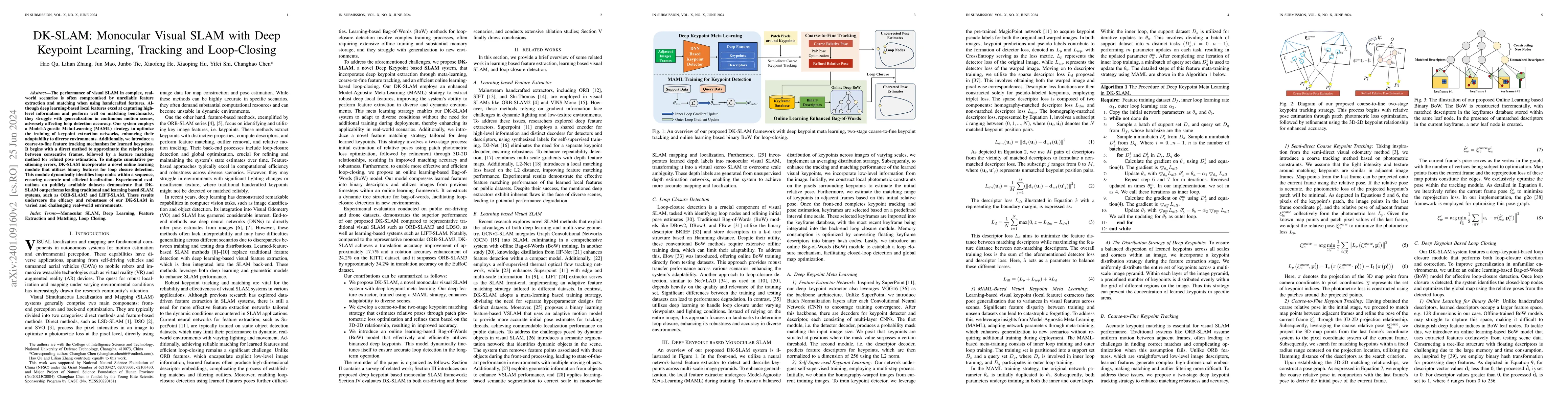 Thumbnail for DK-SLAM: Monocular Visual SLAM with Deep Keypoint Learning, Tracking and
  Loop-Closing