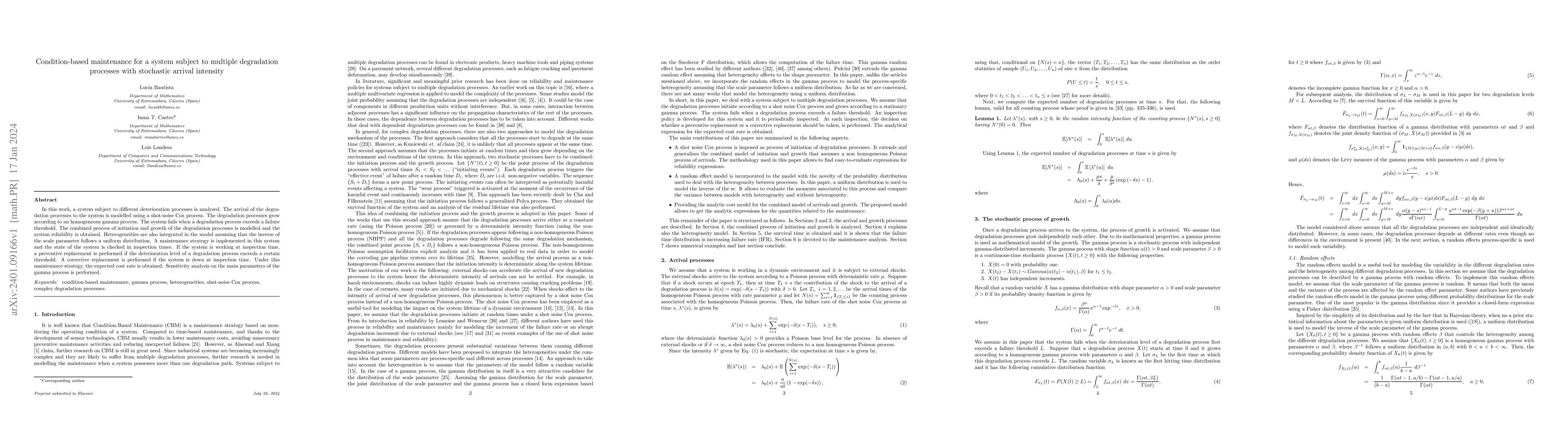 Thumbnail for Condition-based maintenance for a system subject to multiple degradation
  processes with stochastic arrival intensity