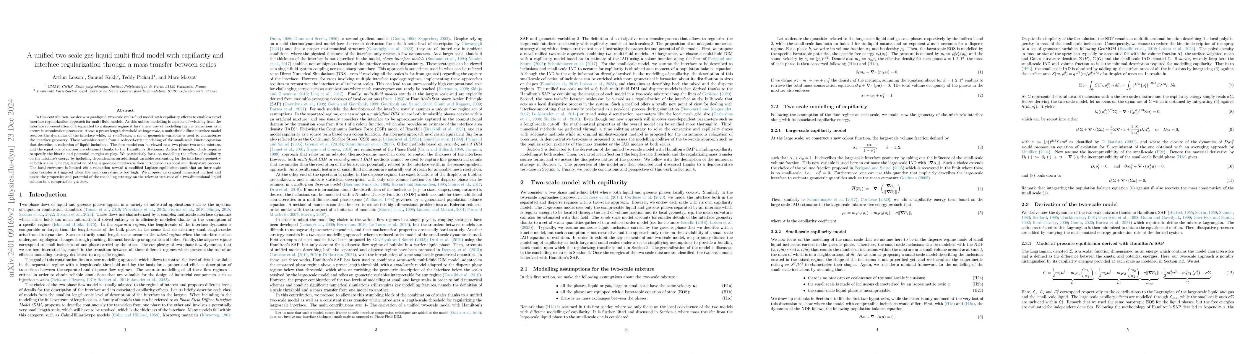Thumbnail for A unified two-scale gas-liquid multi-fluid model with capillarity and
  interface regularization through a mass transfer between scales