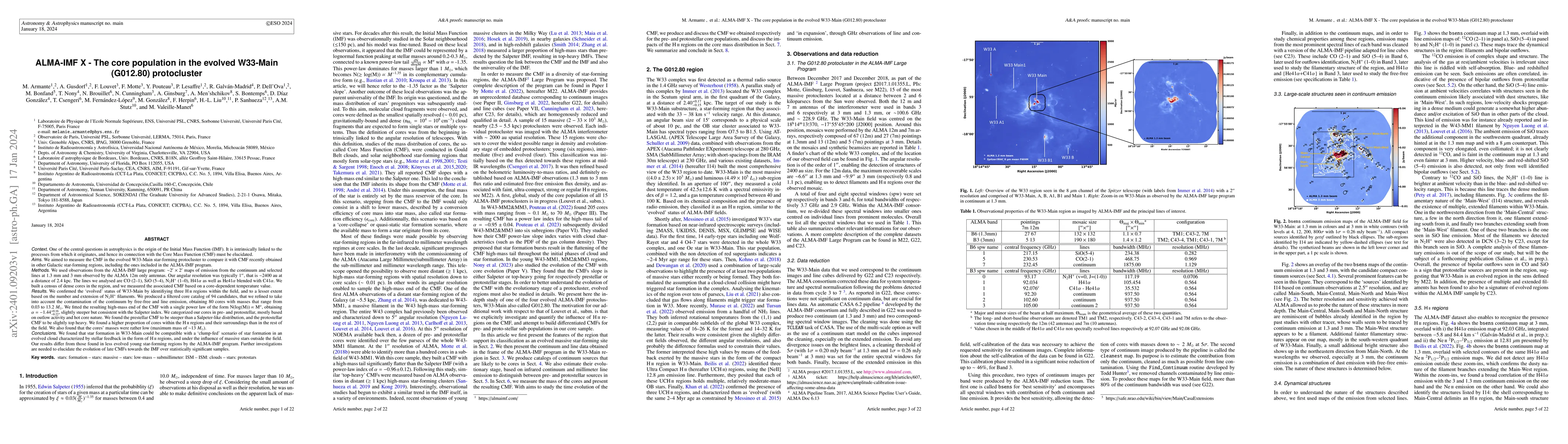 Thumbnail for ALMA-IMF X -- The core population in the evolved W33-Main (G012.80)
  protocluster