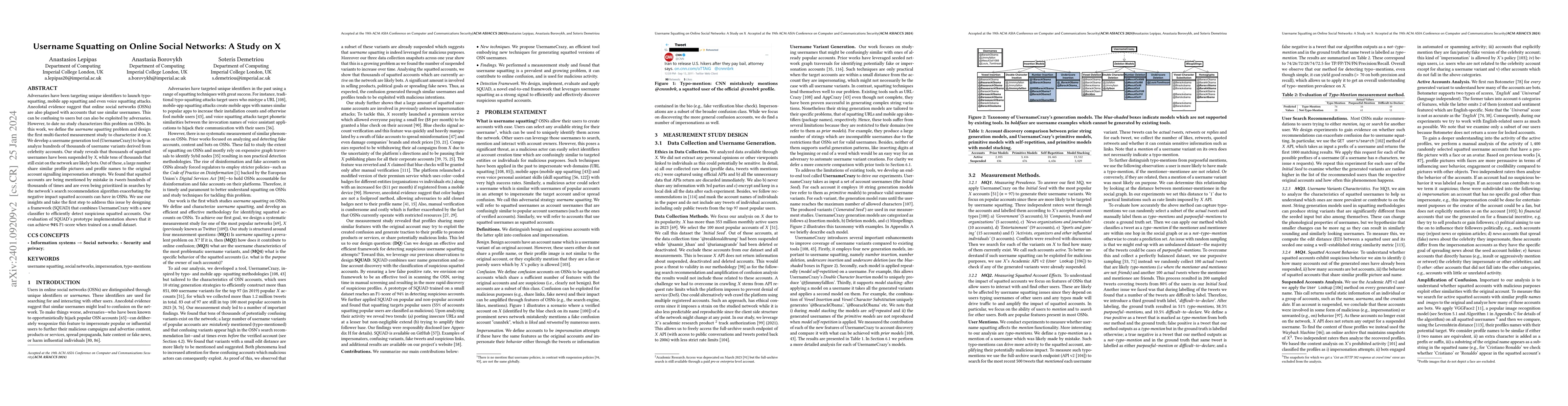 Thumbnail for Username Squatting on Online Social Networks: A Study on X