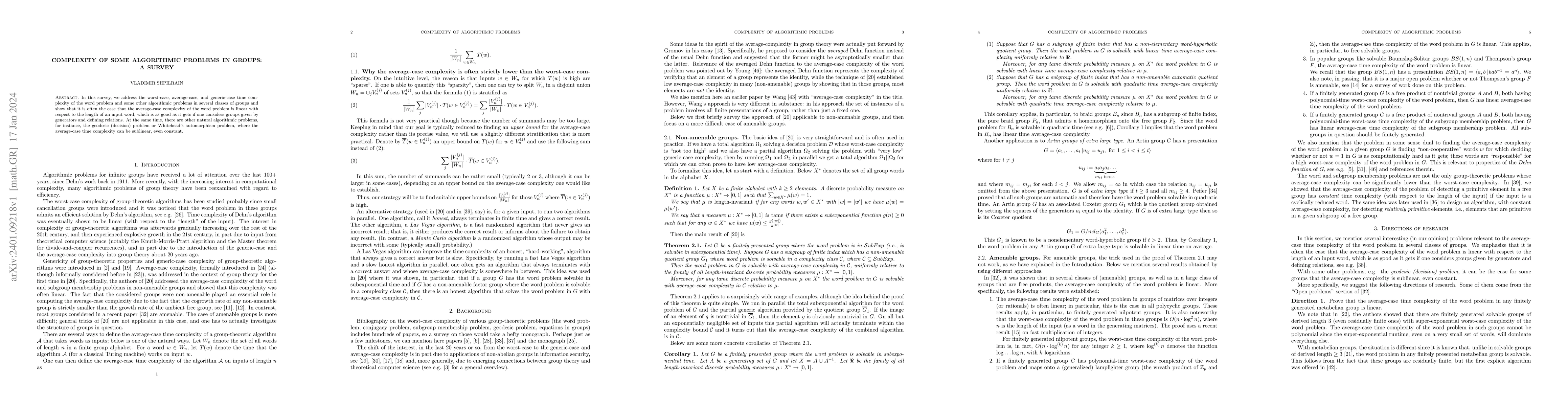 Thumbnail for Complexity of some algorithmic problems in groups: a survey