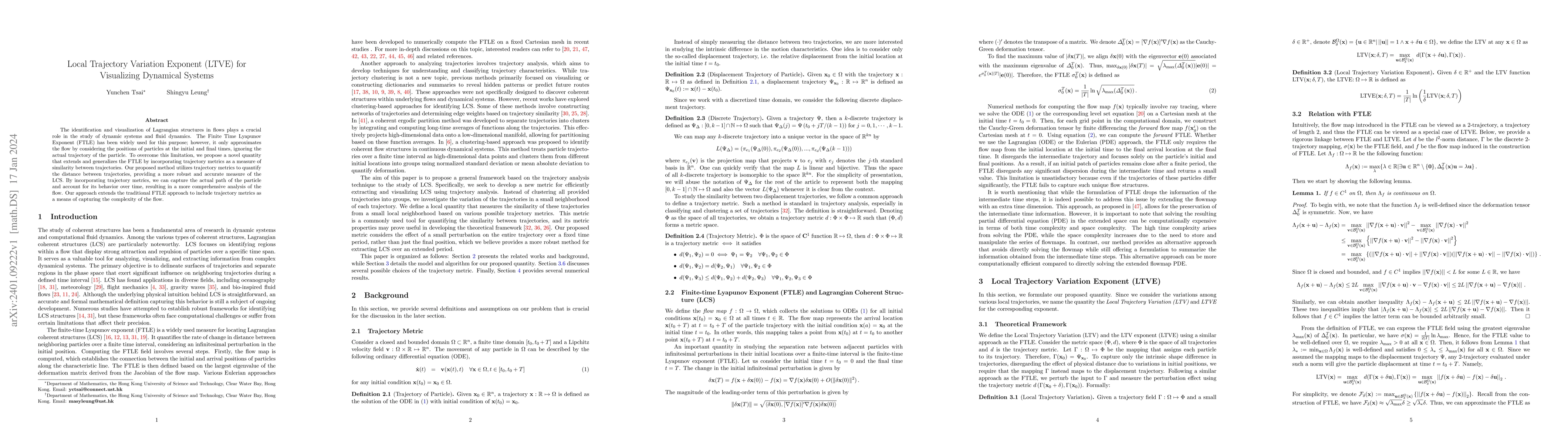Thumbnail for Local Trajectory Variation Exponent (LTVE) for Visualizing Dynamical
  Systems