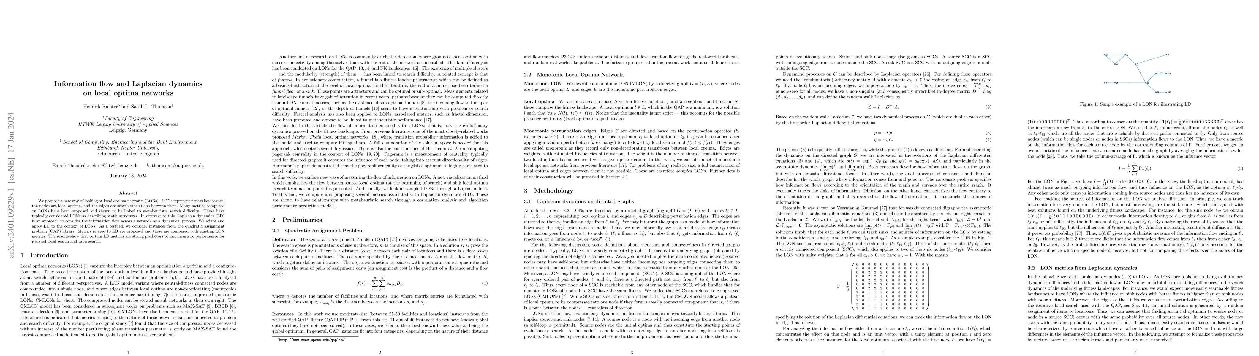 Thumbnail for Information flow and Laplacian dynamics on local optima networks