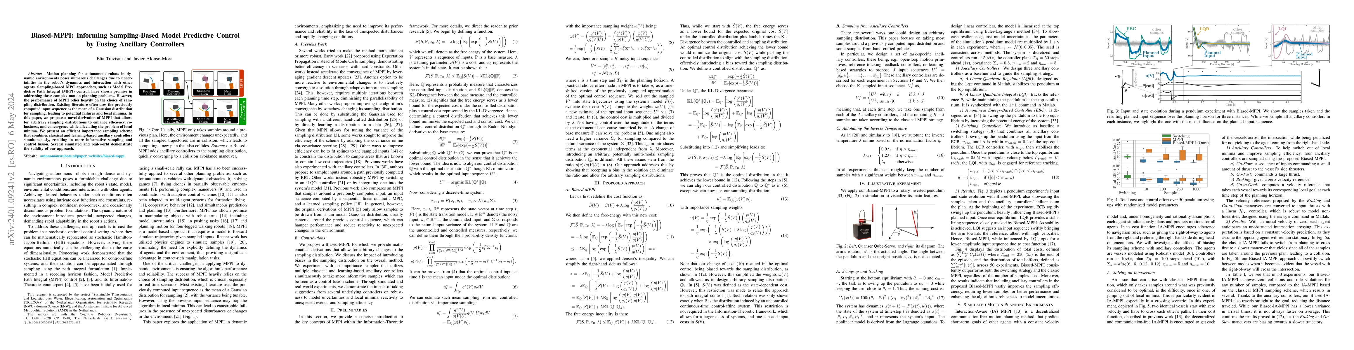 Thumbnail for Biased-MPPI: Informing Sampling-Based Model Predictive Control by Fusing
  Ancillary Controllers