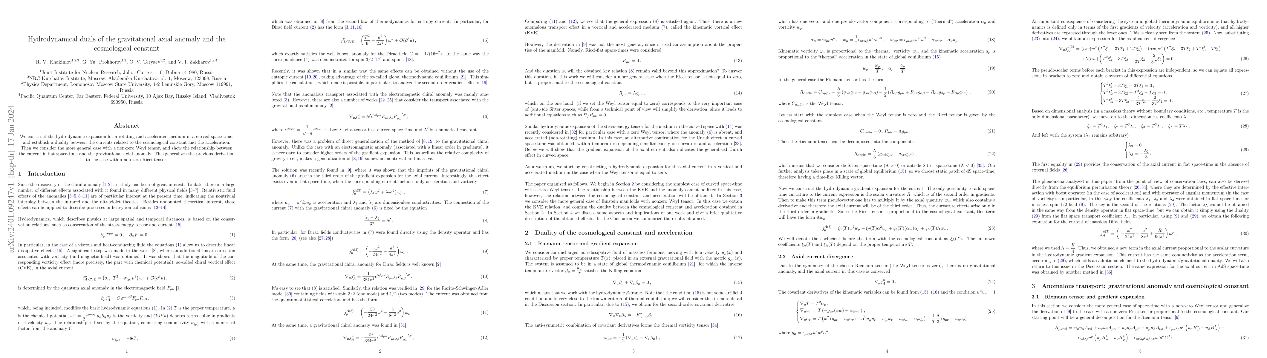 Thumbnail for Hydrodynamical duals of the gravitational axial anomaly and the
  cosmological constant