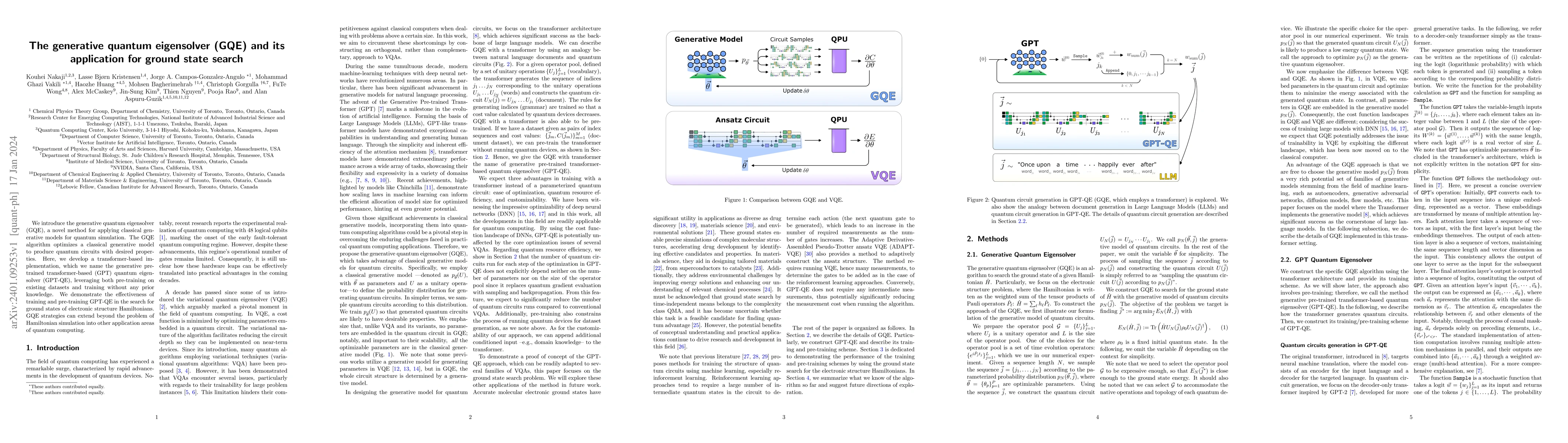 Thumbnail for The generative quantum eigensolver (GQE) and its application for ground
  state search