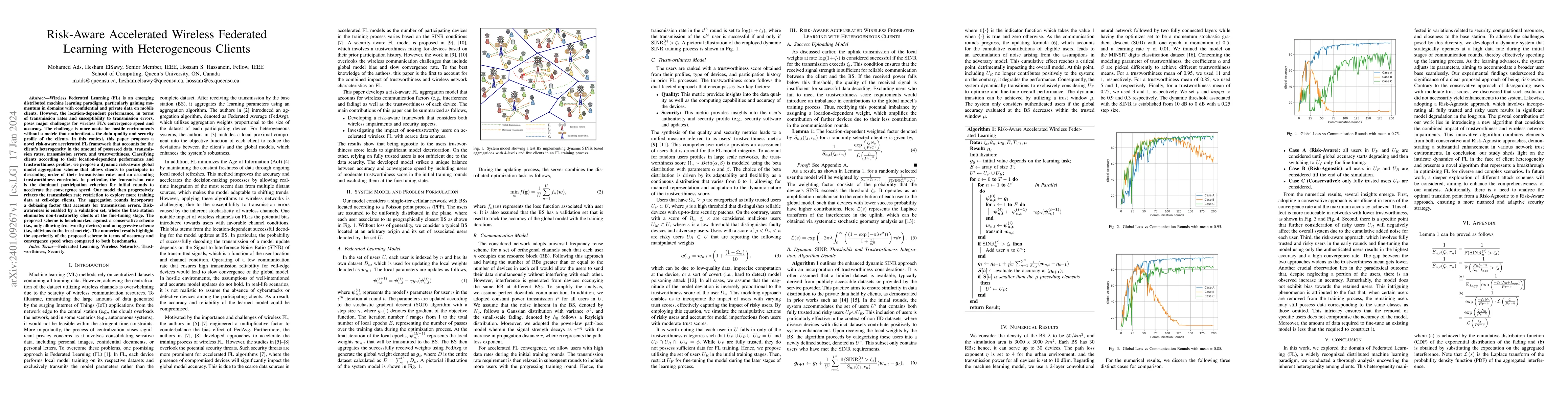Thumbnail for Risk-Aware Accelerated Wireless Federated Learning with Heterogeneous
  Clients