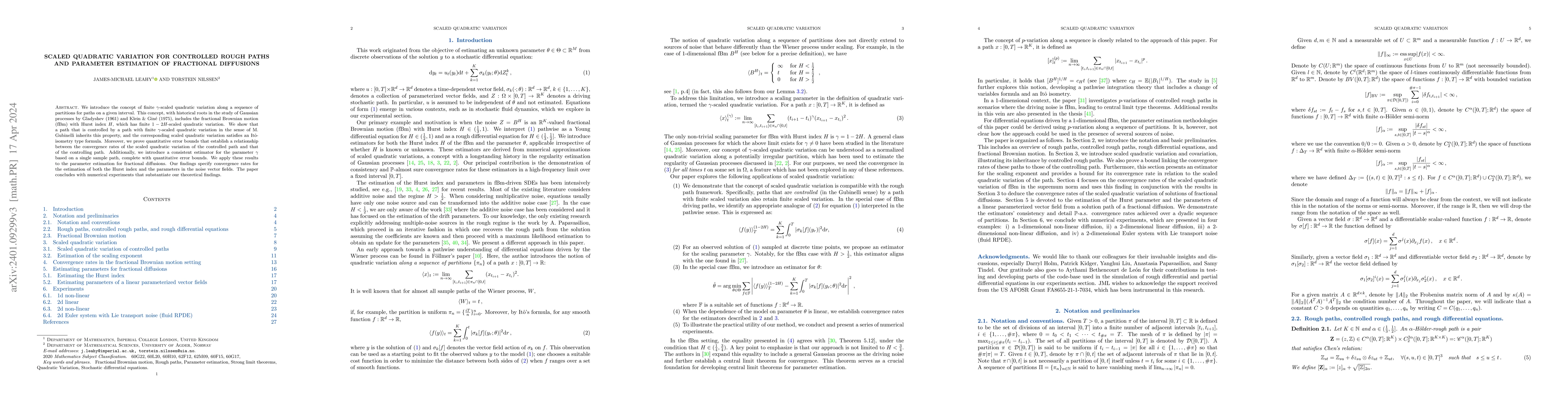 Thumbnail for Scaled quadratic variation for controlled rough paths and parameter
  estimation of fractional diffusions
