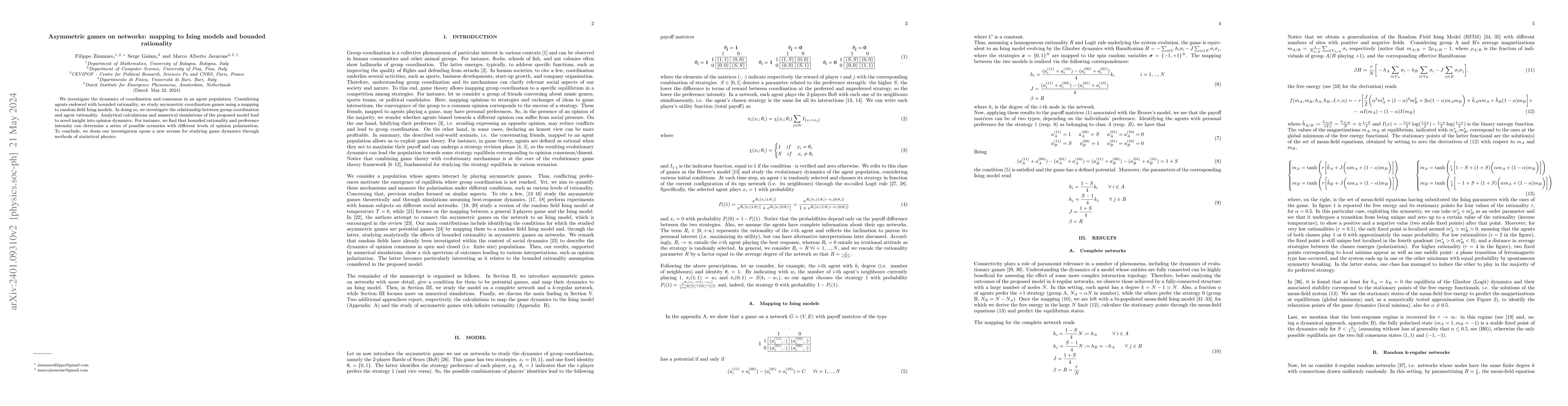 Thumbnail for Asymmetric games on networks: mapping to Ising models and bounded
  rationality