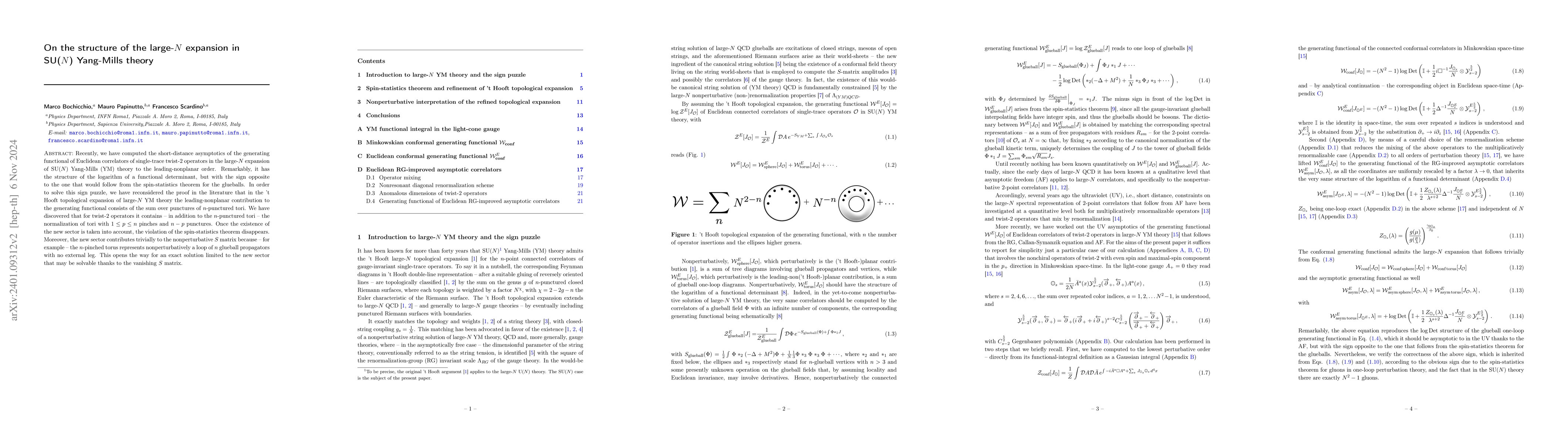 Thumbnail for On the structure of the large-$N$ expansion in SU($N$) Yang-Mills theory