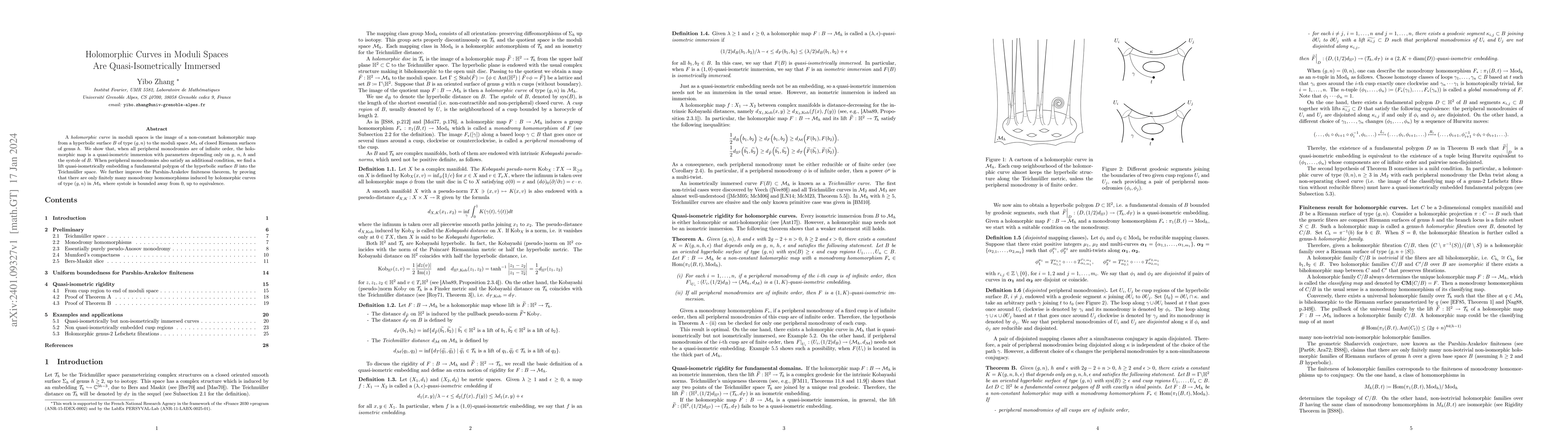 Thumbnail for Holomorphic Curves in Moduli Spaces Are Quasi-Isometrically Immersed