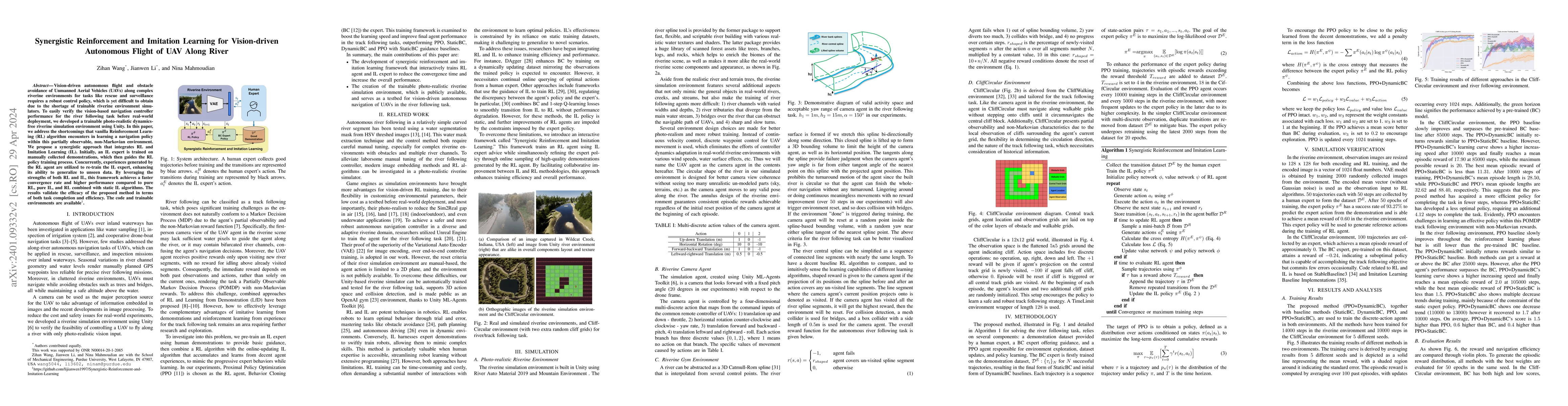 Thumbnail for Synergistic Reinforcement and Imitation Learning for Vision-driven
  Autonomous Flight of UAV Along River