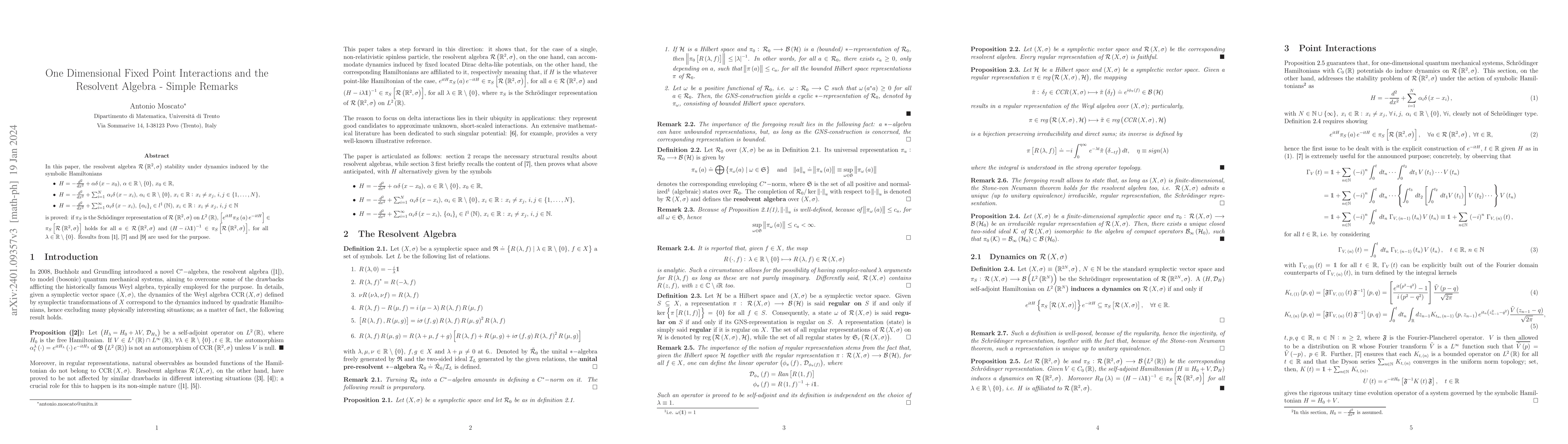 Thumbnail for One Dimensional Point Interactions and the Resolvent Algebra -- Simple
  Remarks