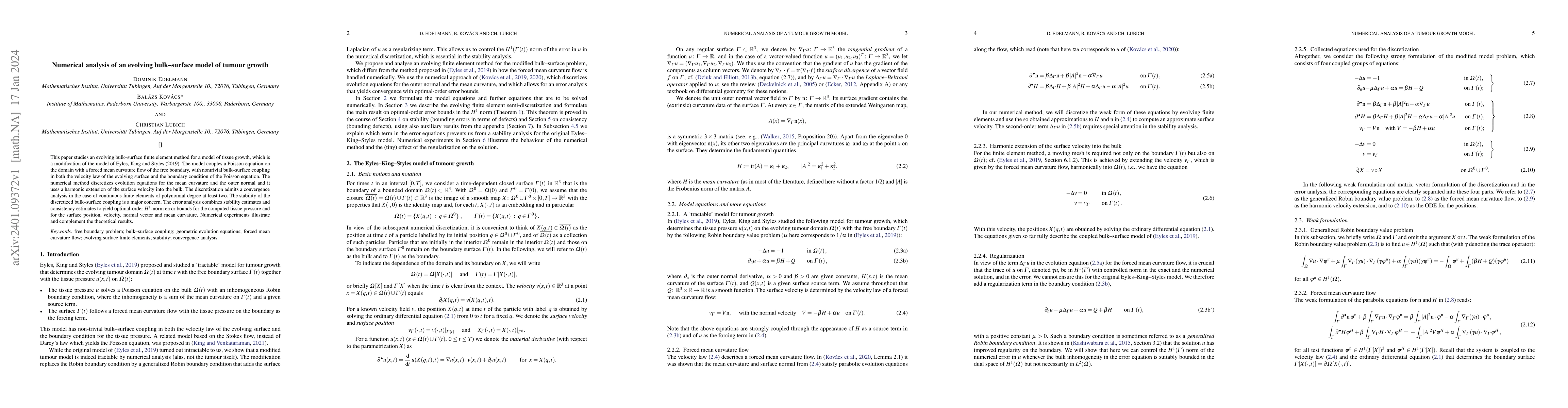 Thumbnail for Numerical analysis of an evolving bulk--surface model of tumour growth