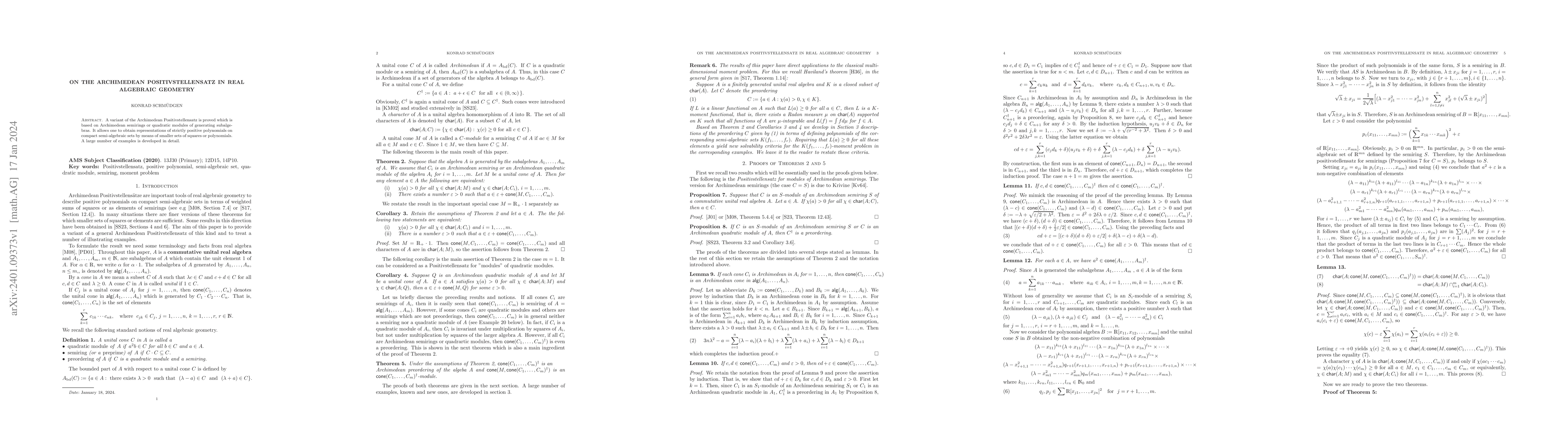 Thumbnail for On the Archimedean Positivstellensatz in Real Algebraic Geometry