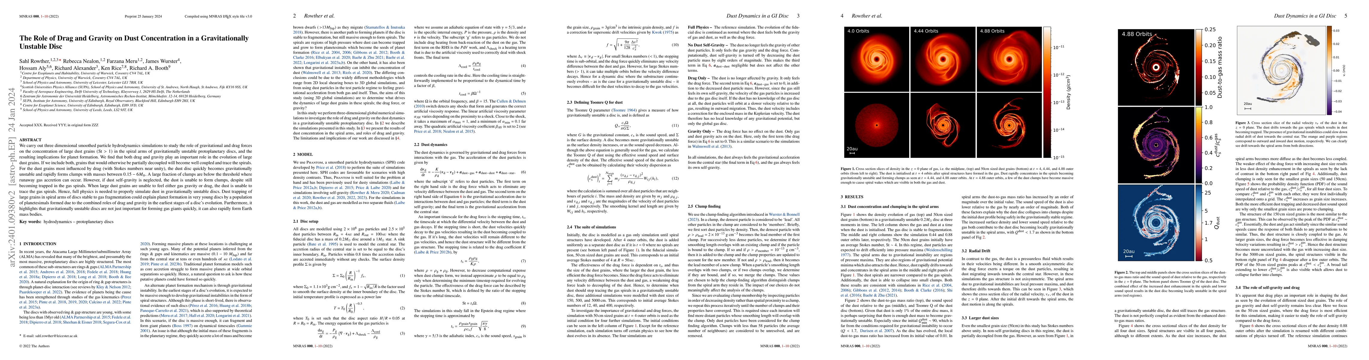 Thumbnail for The Role of Drag and Gravity on Dust Concentration in a Gravitationally
  Unstable Disc